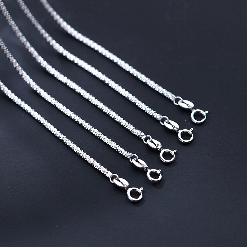 2mm Wide Woman REAL s925 Sterling Silver Starry Chain Necklace 16-28”