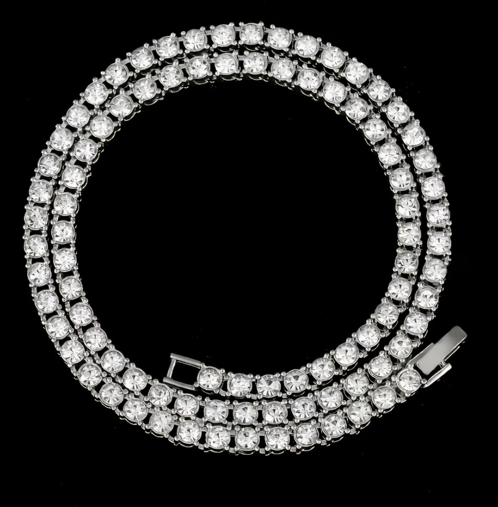 925 Silver Eye-Catching moissanite Hip Hop Tennis Chain Necklace