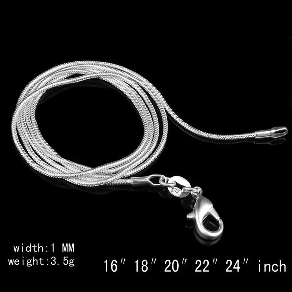 Men&Women’s 925 Sterling Silver Tarnish-Free Italian Snake Chain Necklace 16-24*