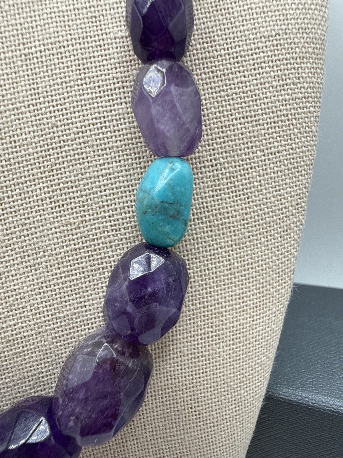 Jay King Natural Amethyst & Turquoise Sterling Silver Beaded Necklace