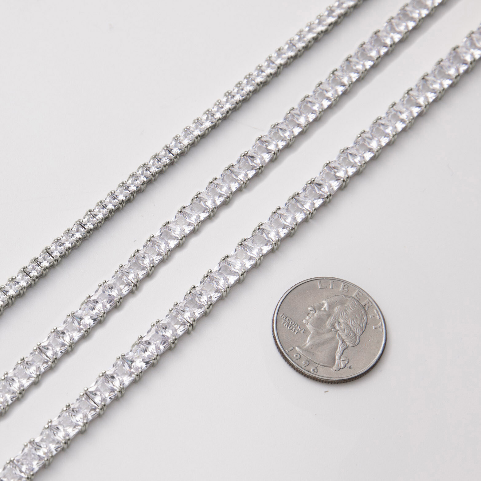 Princess-Cut Tennis Chain Necklace Sterling Silver 925