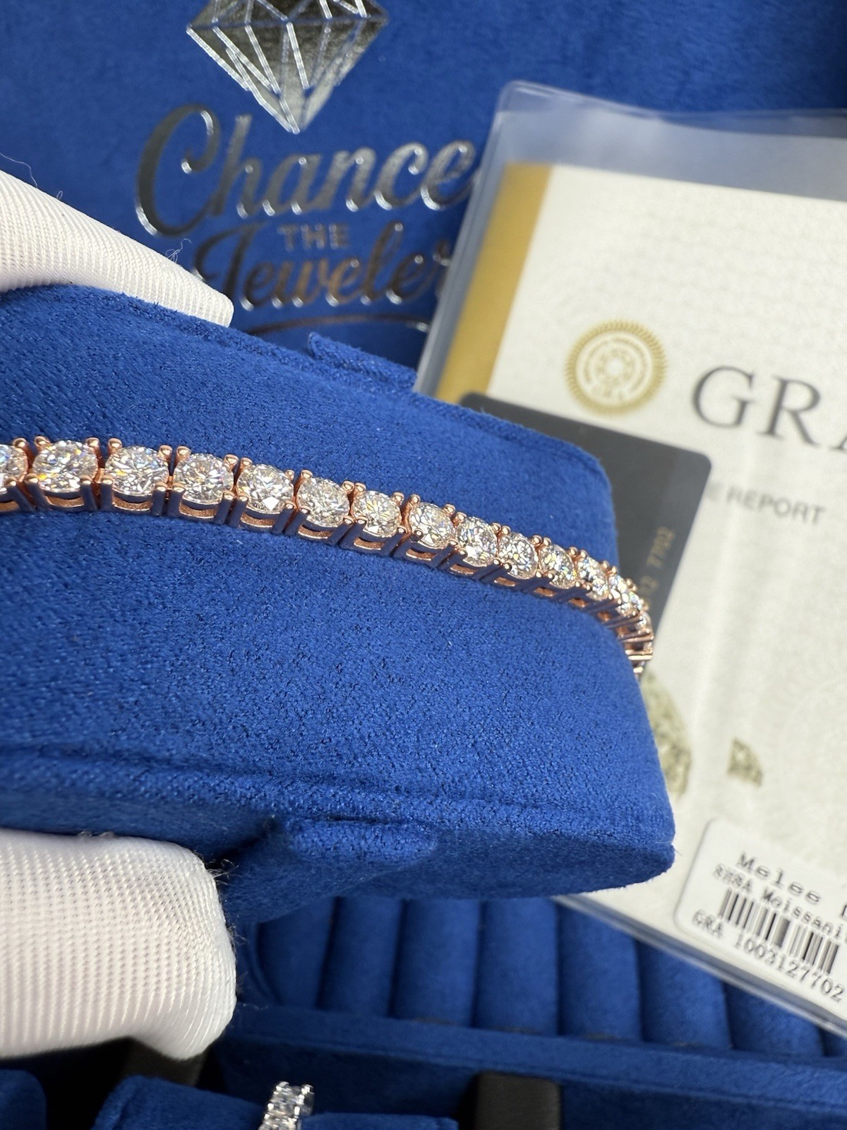 Full Real Moissanite Tennis Bracelet 18k Rose Gold Plated Jewelry