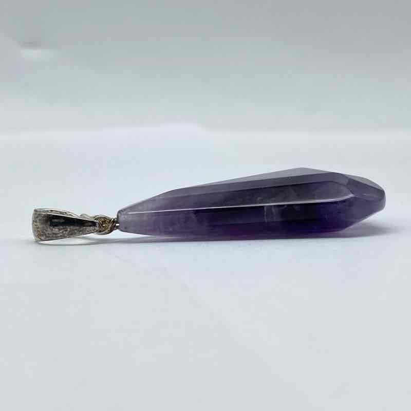 Deb Gayer Sterling Silver 925 Amethyst Faceted Shield Wedge Pendant 2.25″