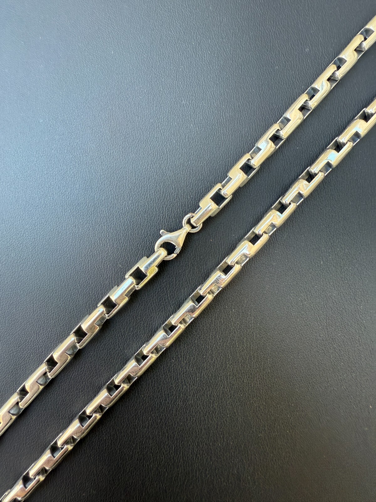 Handmade Custom 6mm Bullet Rolo Chain Necklace Real 925 Sterling Silver Oxidized