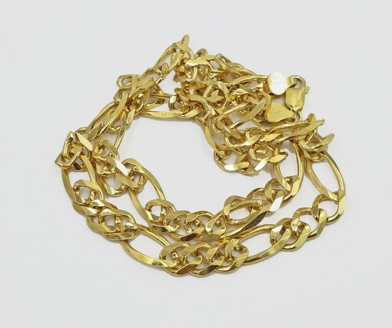 REAL 10k Gold SOLID Mens Necklace Figaro Link Chain 20″-30″ 10kt Yellow Gold 7mm