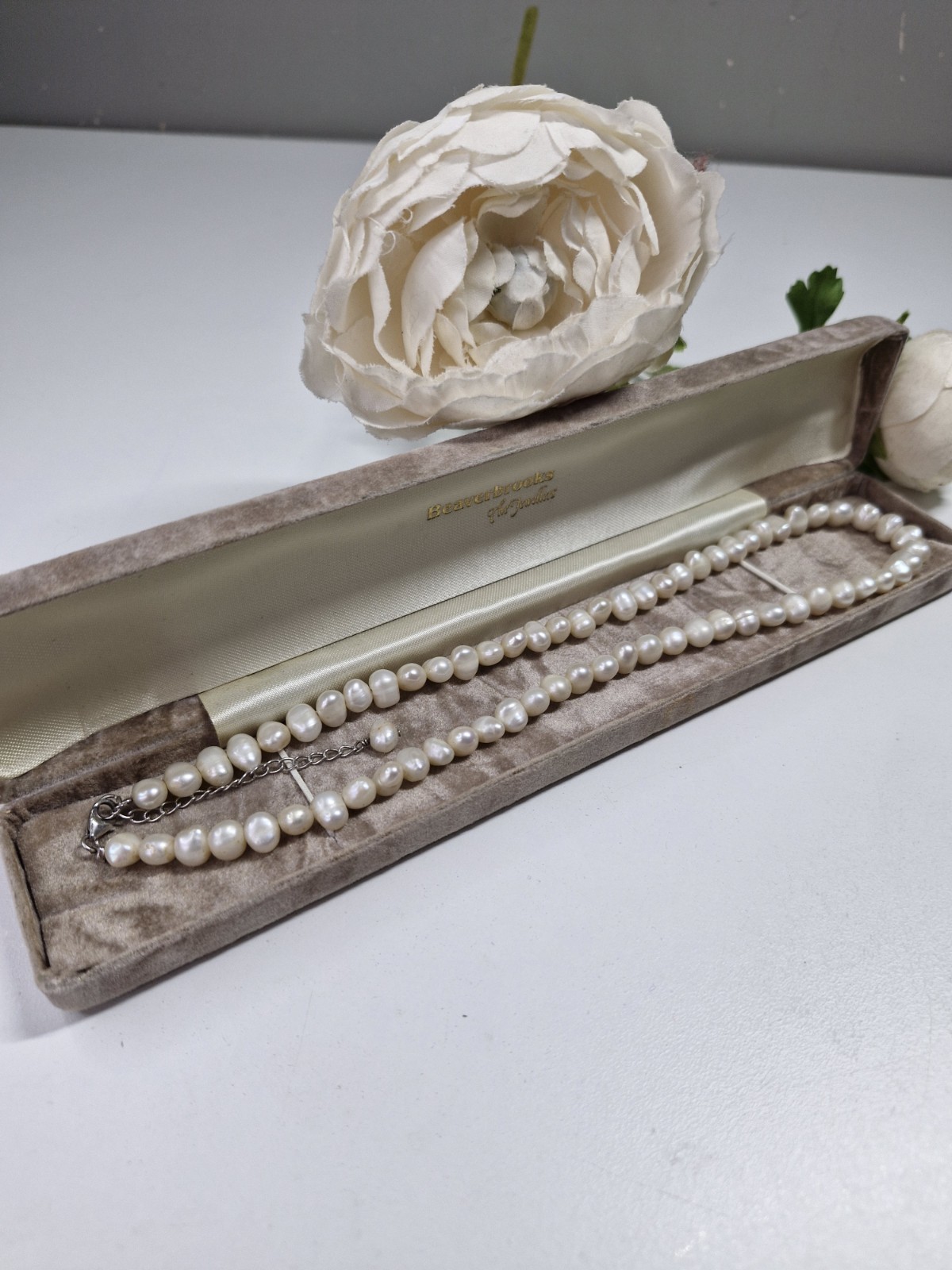 Cultured Freshwater Pear neclace Sterling Silver clasp high lustre boxed
