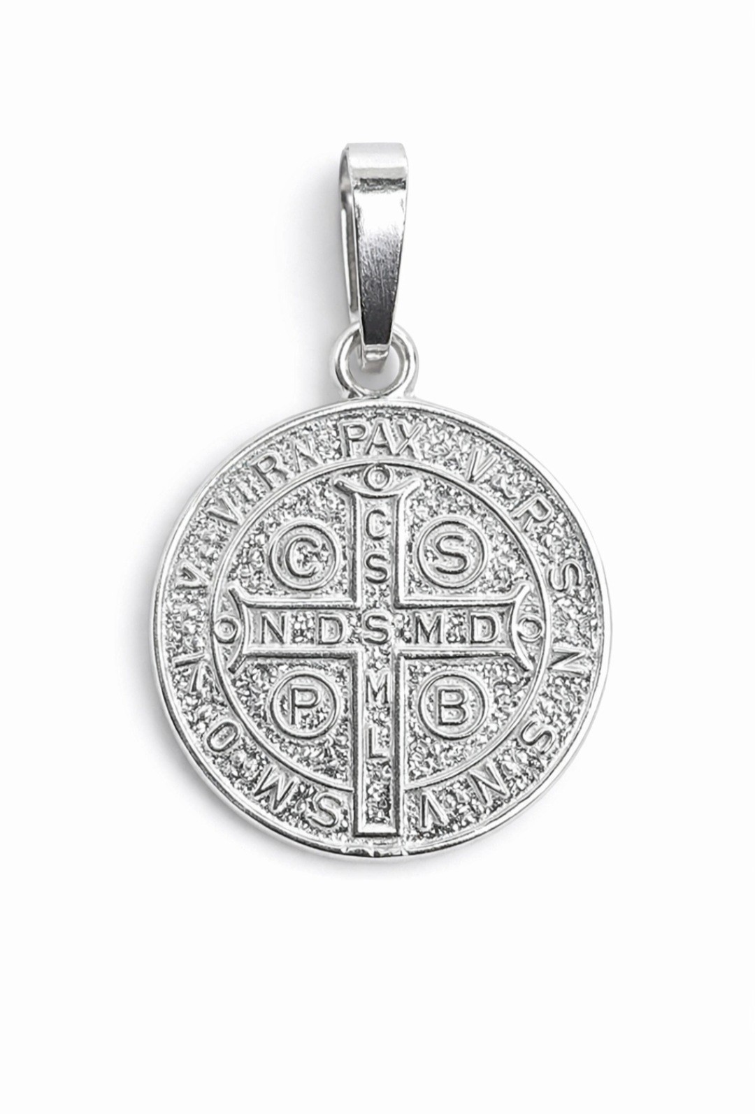 San Benito Medal Saint Benedict Pendant 925 Mex. Sterling Silver Religious Charm