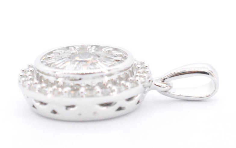 Colorless White Baguette & Round Cut 1.75CT Lab-Created Diamonds Premium Pendant