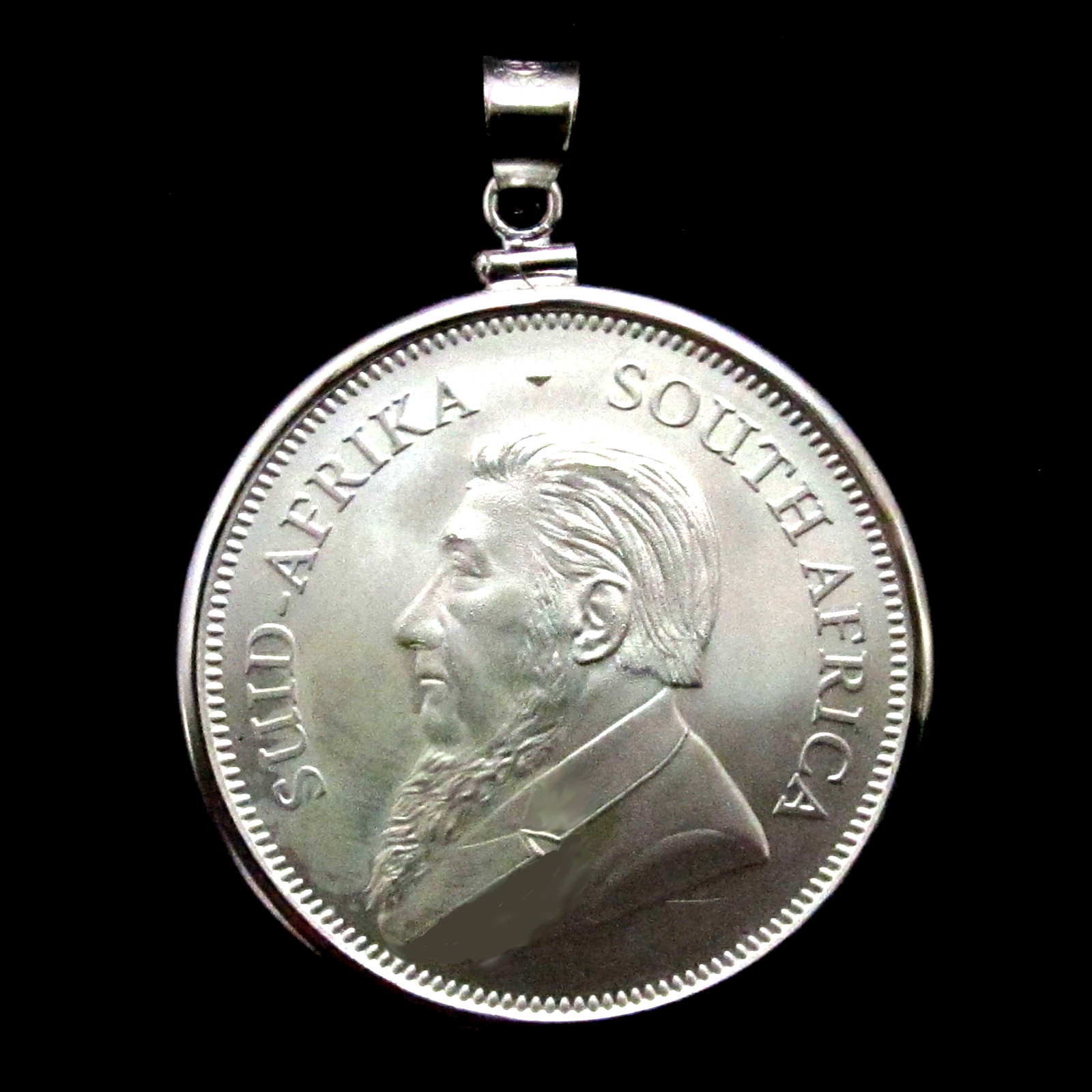 Coin Pendant 1 oz. 2026 Silver Krugerrand Sterling Silver Reeded Bezel and Bail