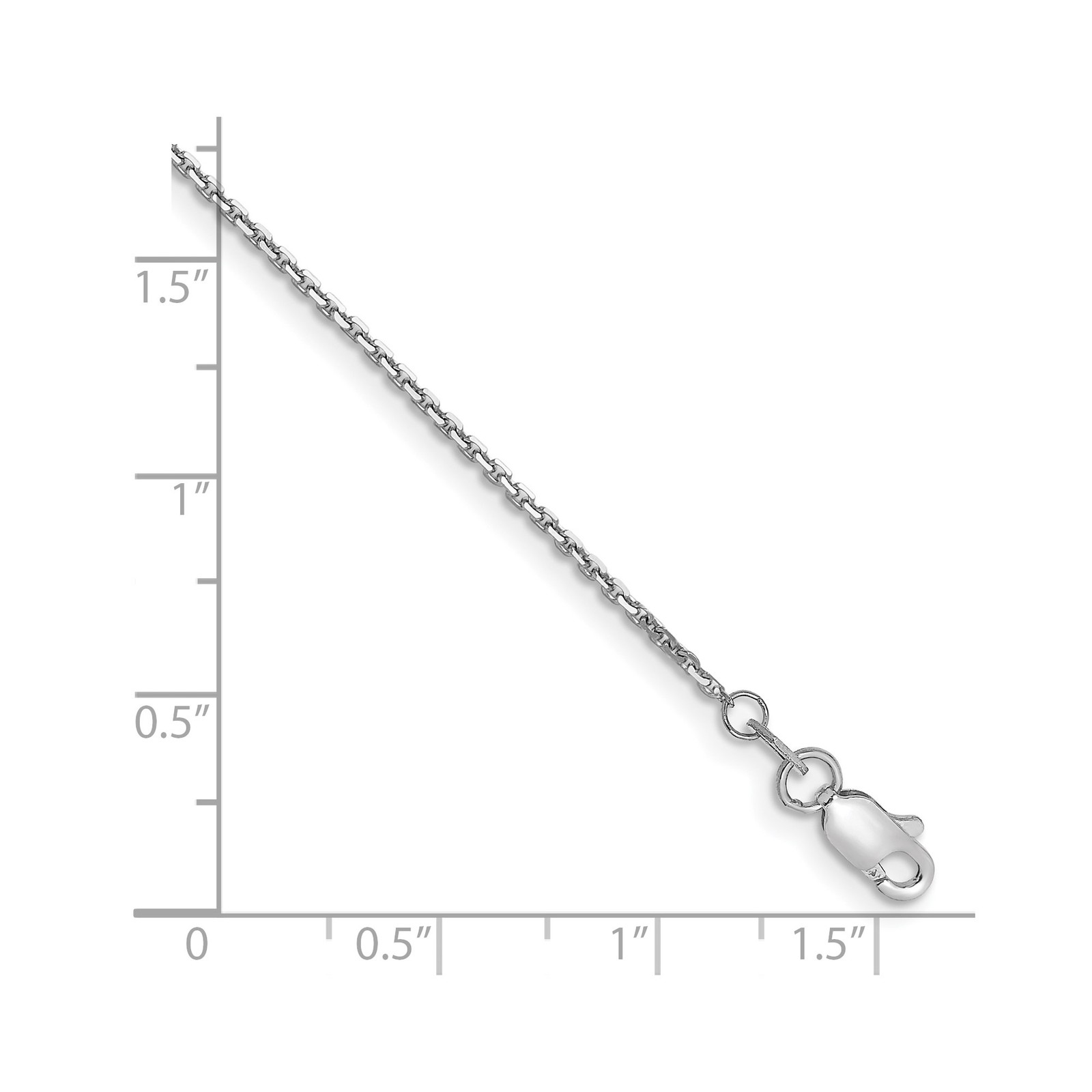 14K White Gold 1-1.5mm Cable Chain Necklace 9-30 Inch Mens Womens