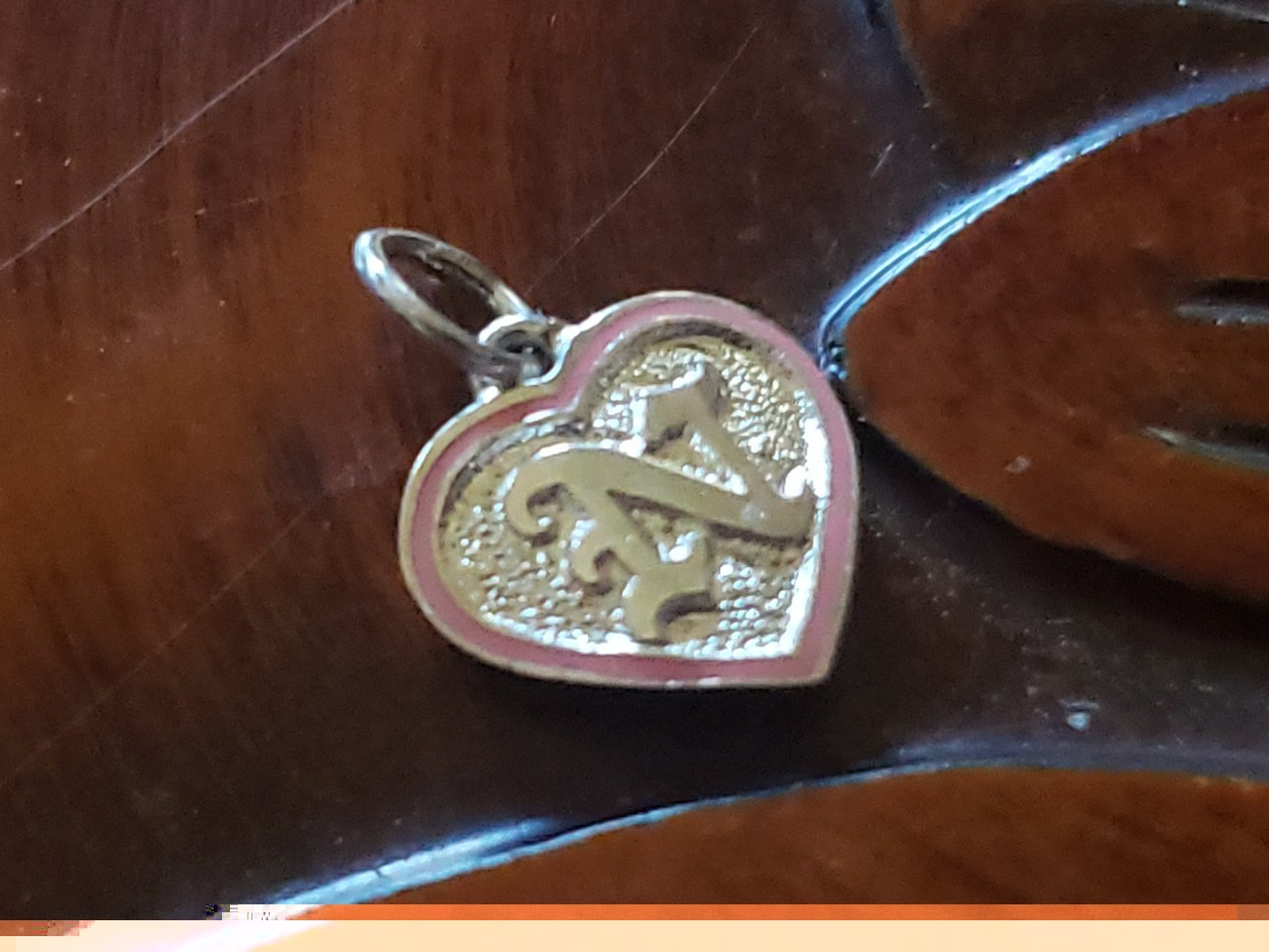 Hawaiian Heirloom Baby Jewelry Sterling Silver Heart Pendant 9mm Letter N Pink