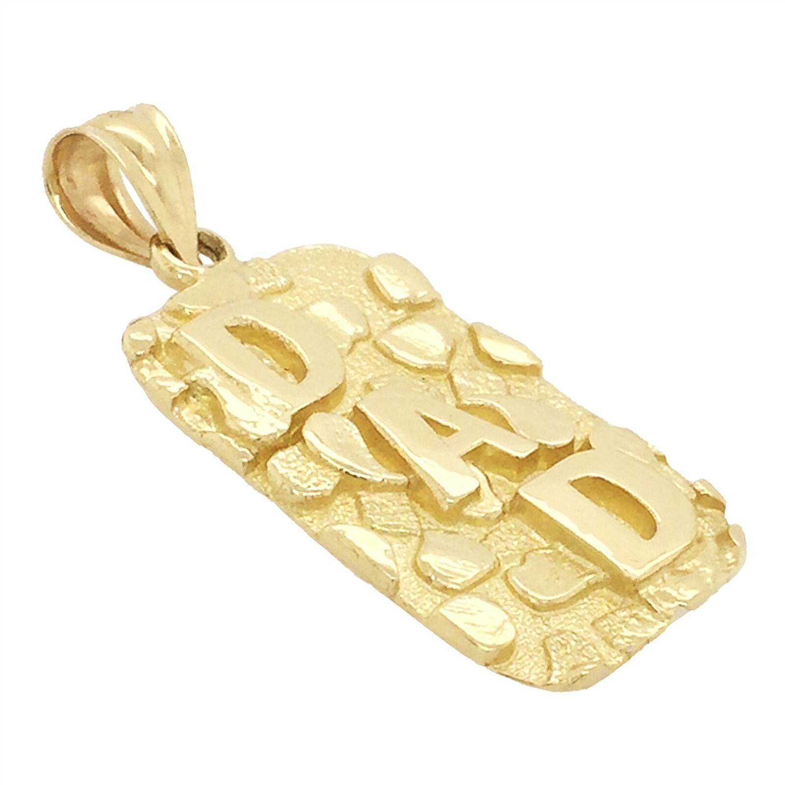 10k Yellow Gold Solid DAD Nugget Pendant Rectangle Charm 2.7 grams