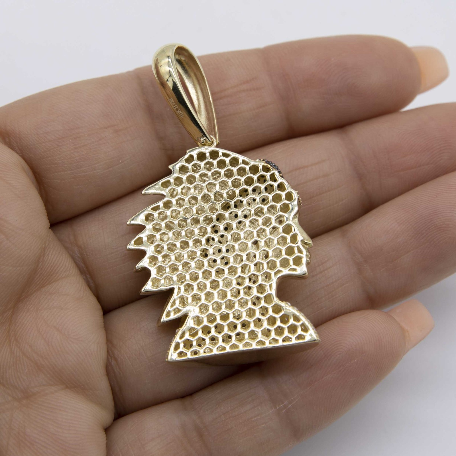 2″ Indian Chief Pendant Real 10K Yellow Gold