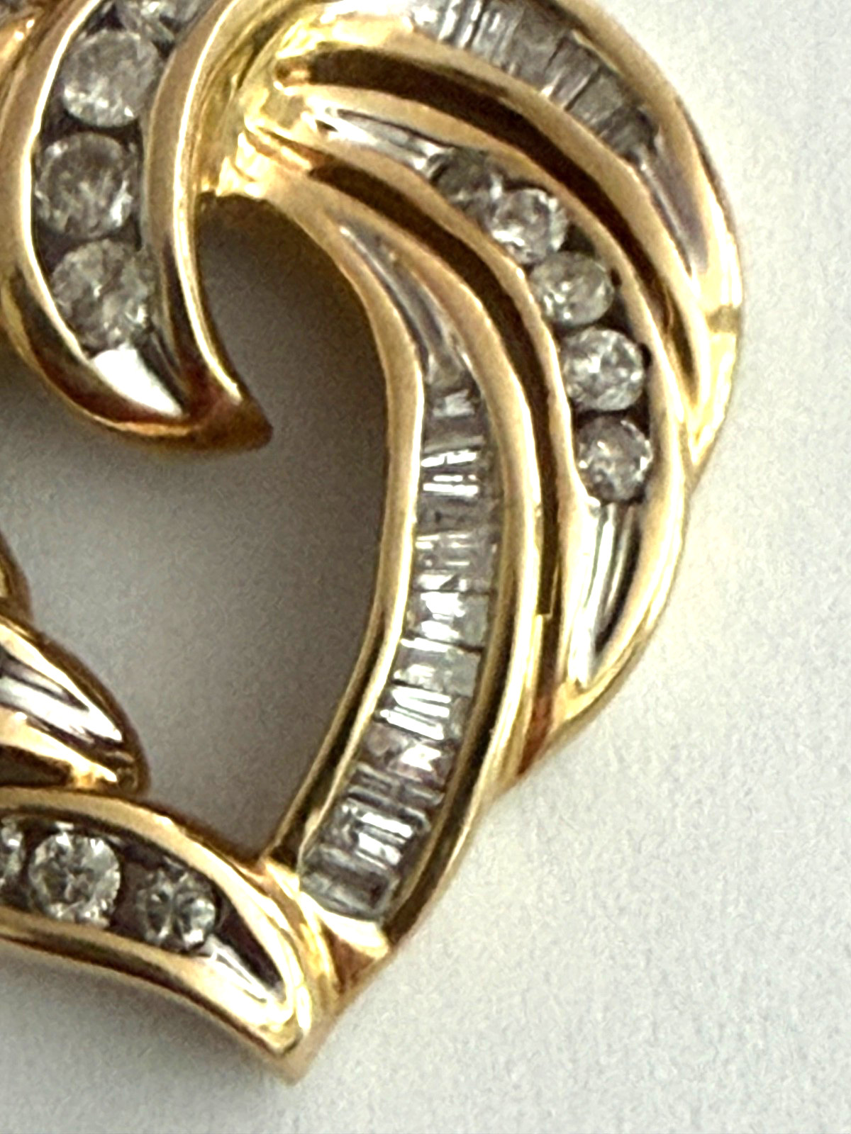 14k Yellow White Gold Diamonds Heart Pendant