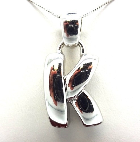 18K White Gold Initial “K” Puffed Pendant without Chain 3.1 Grams