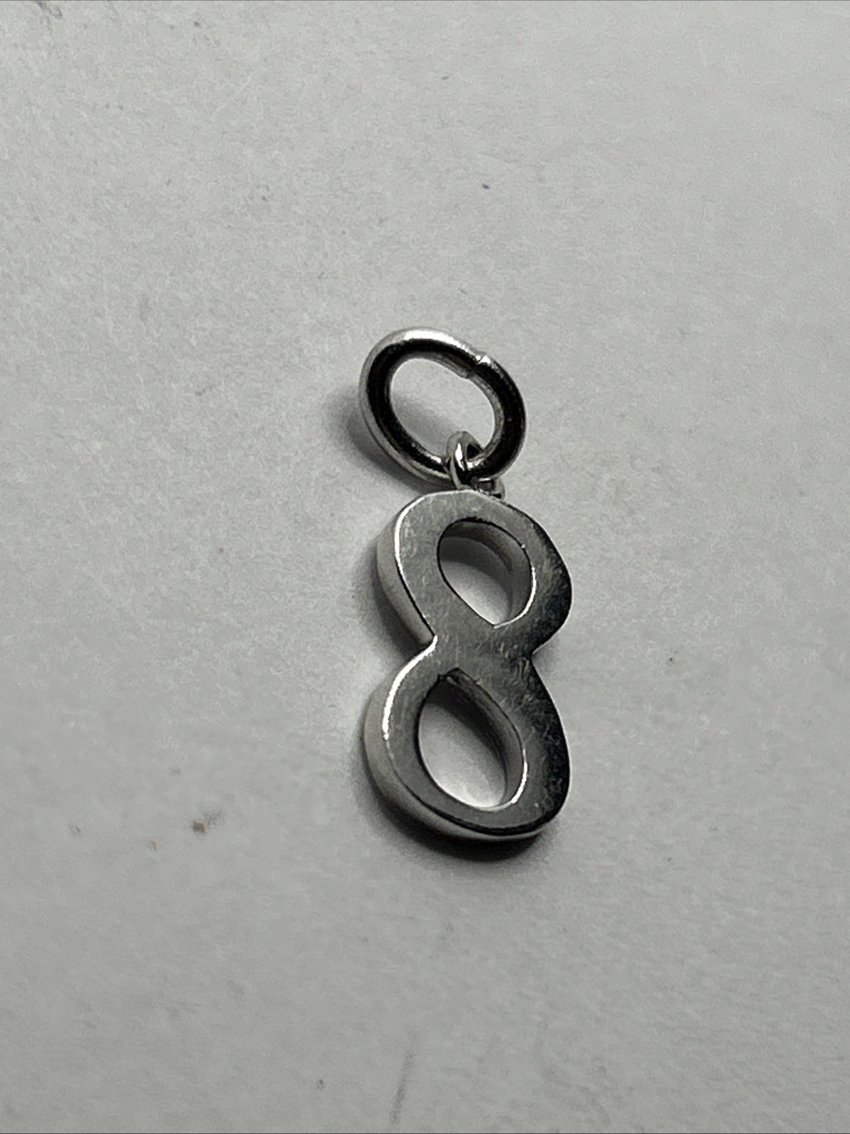 New Sterling Silver Number 8 Charm Pendant, 925