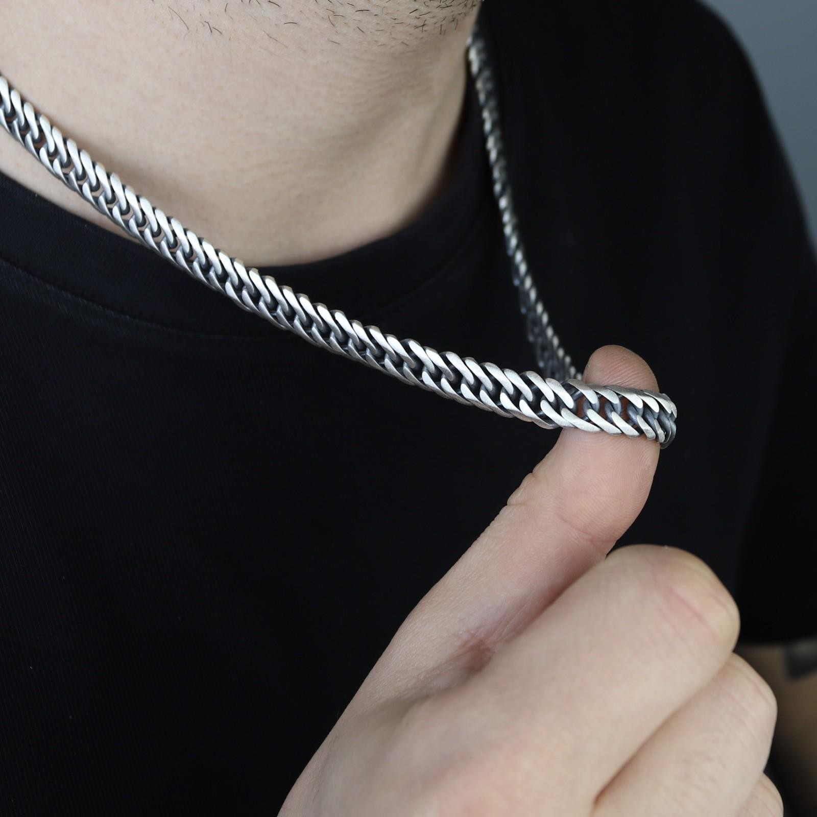 925 Sterling Silver Men Handmade 10MM Curb Chain Solid Necklace