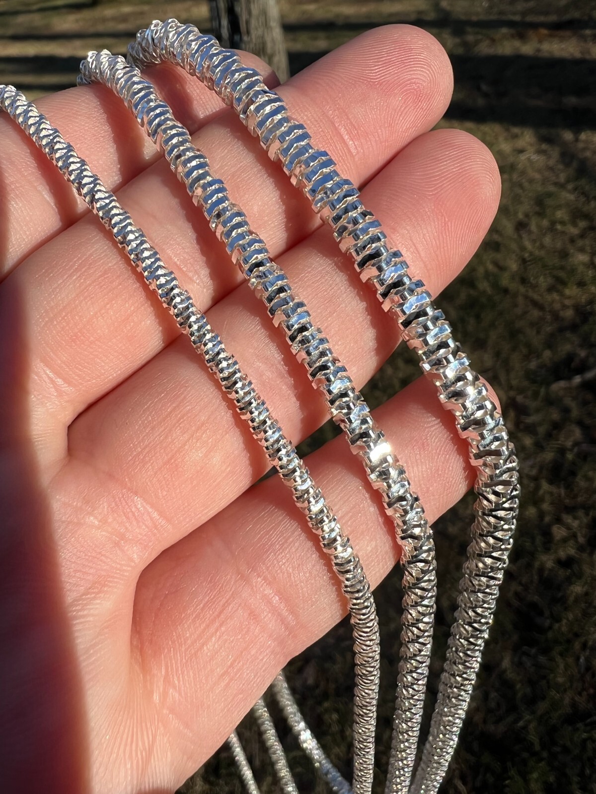Real 925 Sterling Silver Diamond Cut Sparkle Ice Rope Chain Necklace 3-5mm ITALY