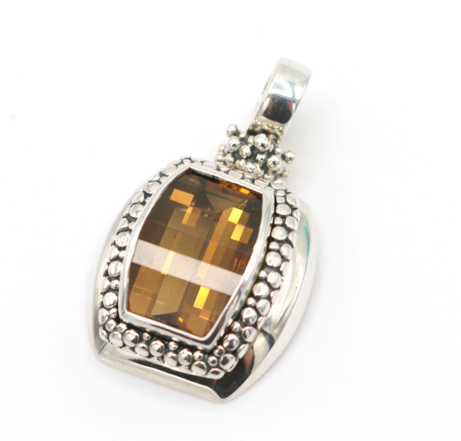 Michael Dawkins Sterling Silver 925 Citrine Rectangle Pendant Enhancer 18.28g