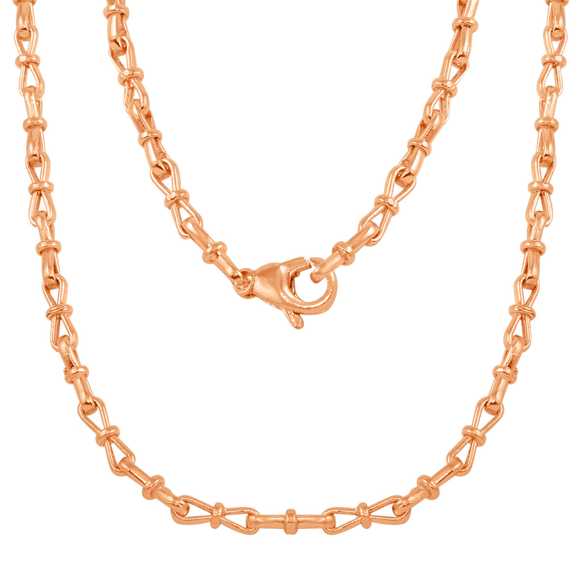 14k Rose Gold Solid Handmade Bow Fashion Link Chain Necklace 22″ 3.5mm 23.5grams