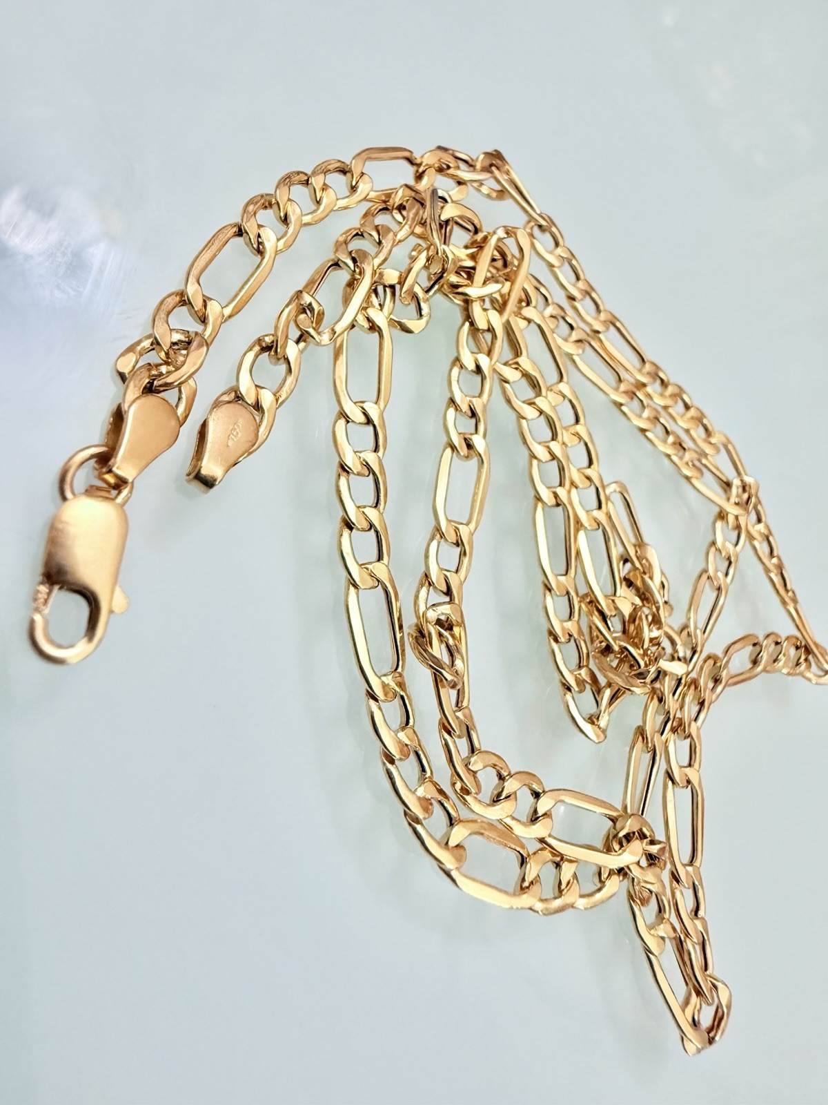 Pure 18K 750 Men Genuine Gold Chain Cuban Figaro Necklace 23.5” long 5mm 6.83g
