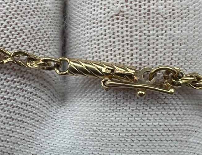 Hollow 14K Yellow Gold Rope Chain Link Bracelet 1.5Grams, 8Inches, 2mm