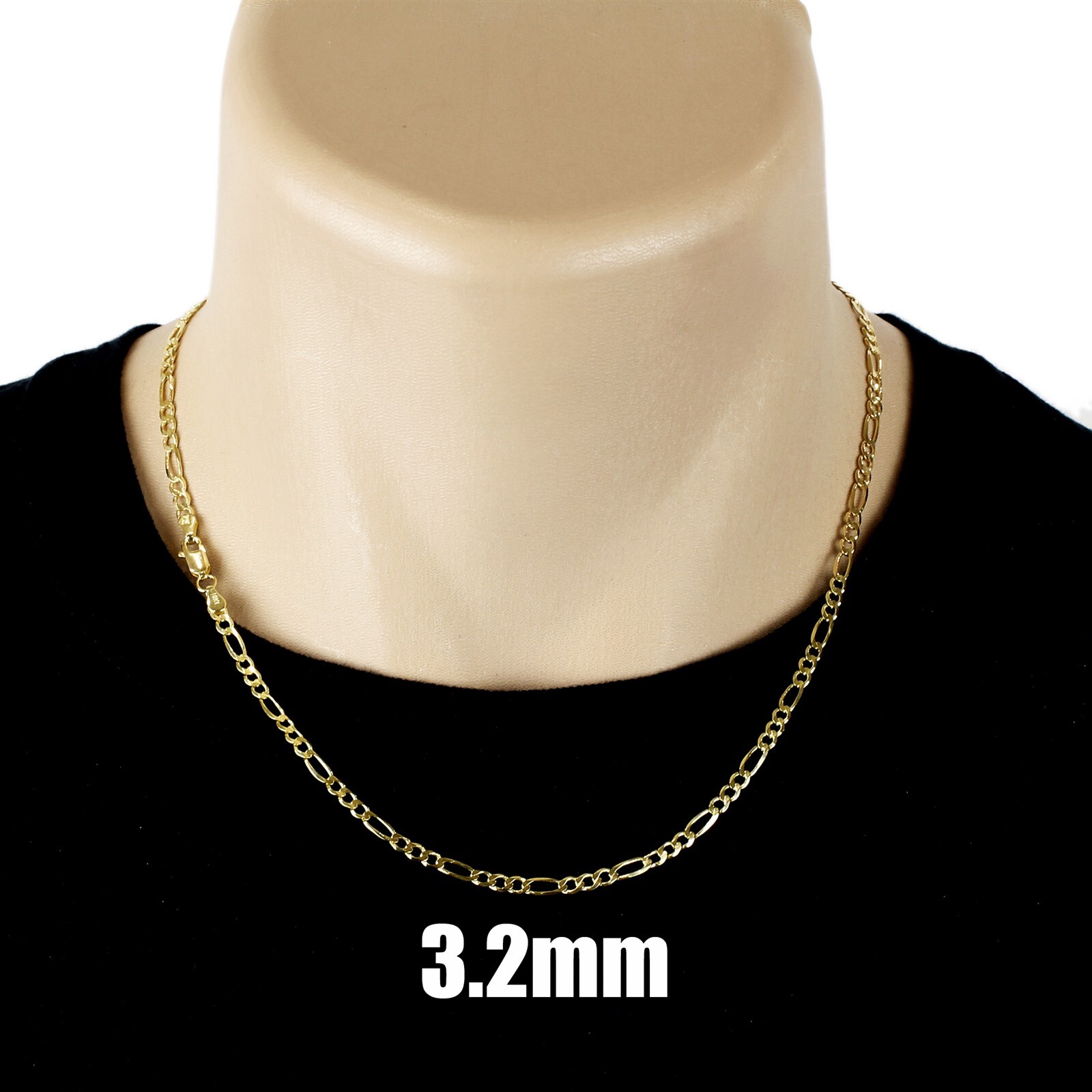 Guaranteed Genuine Solid 10K Gold Figaro 3+1 Link Chain Necklace All Sizes