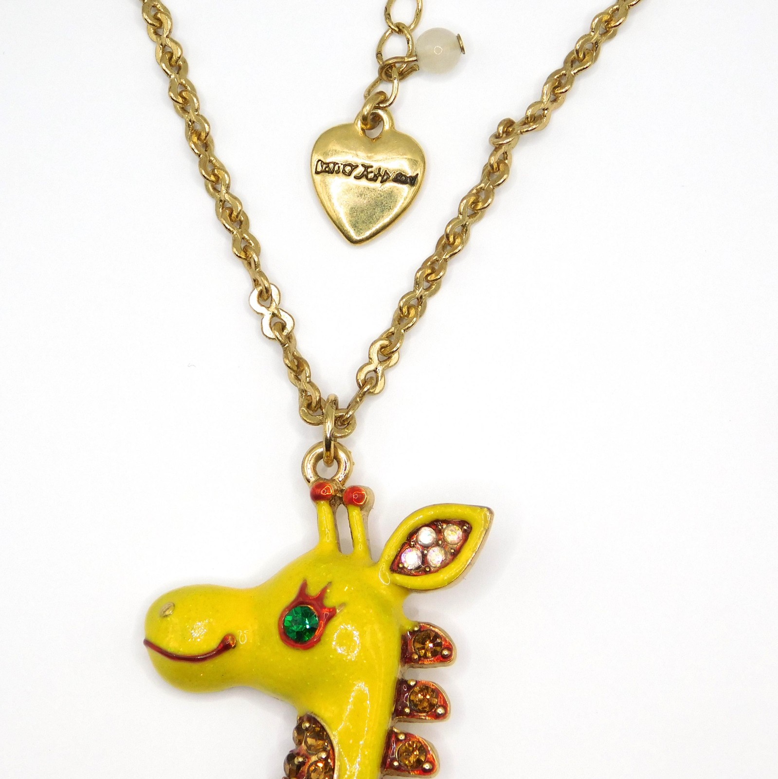 WHIMSICAL VINTAGE BETSEY JOHNSON GIRAFFE PENDANT NECKLACES IN VERY GOOD CONDITIO