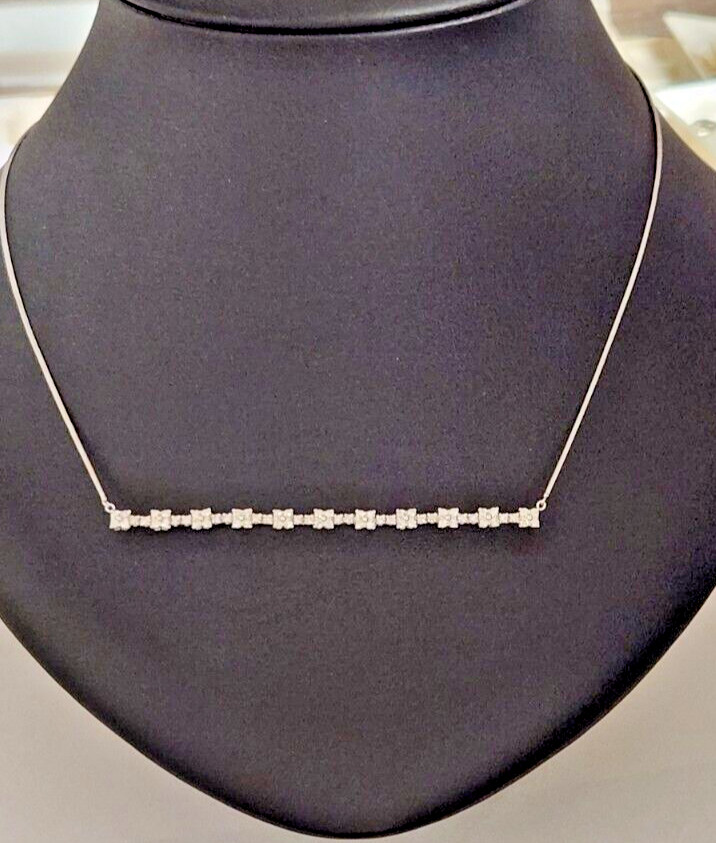 14k white gold diamond bar necklace 1.00 carat t.w.