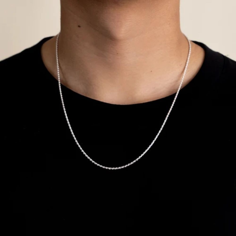 925 Solid Sterling silver 1MM Rope Chain Necklace 16″-30″ Made In Italy