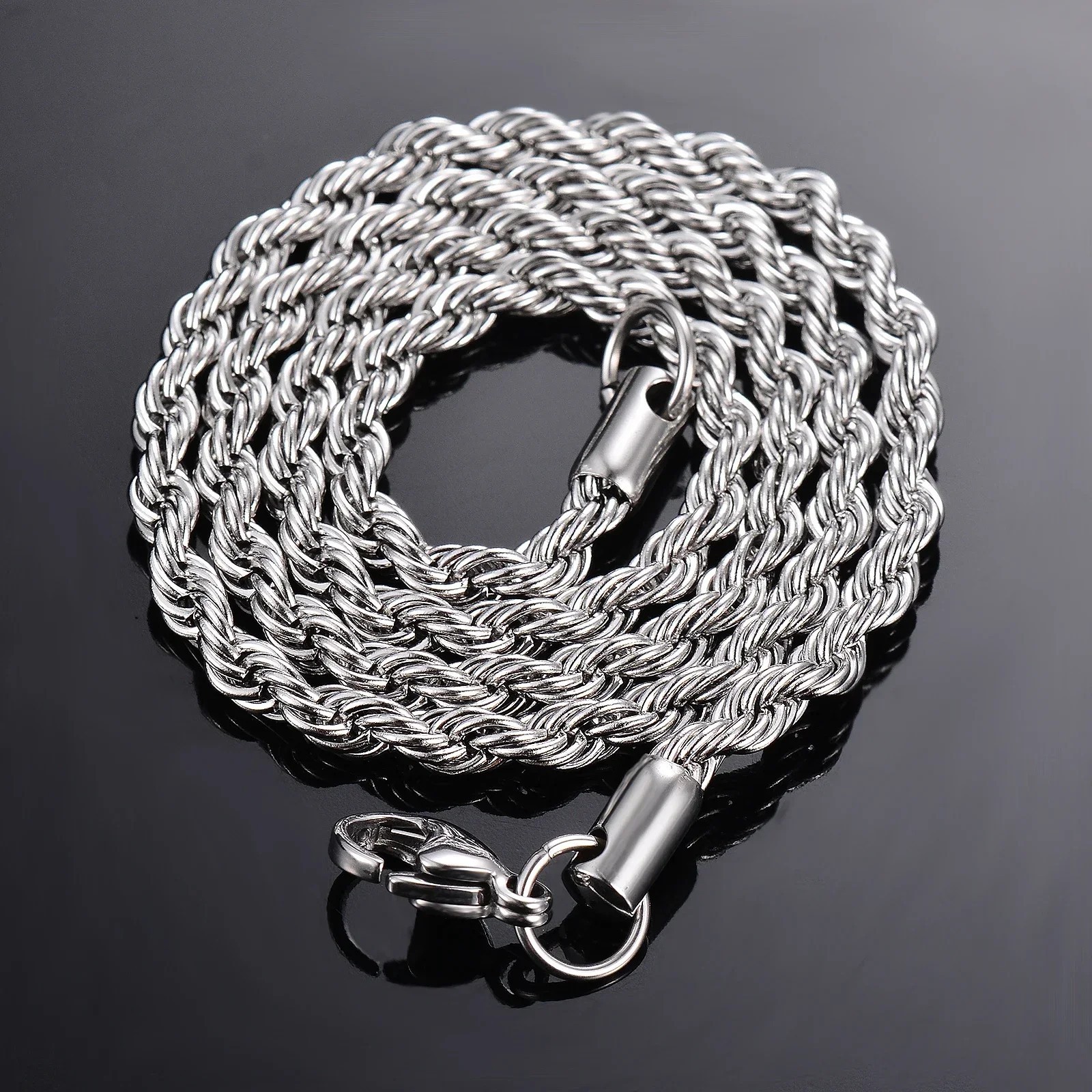 925 Sterling Silver Rope Chain Necklace 2/3/4MM 40-75cm Prince of Wales UK