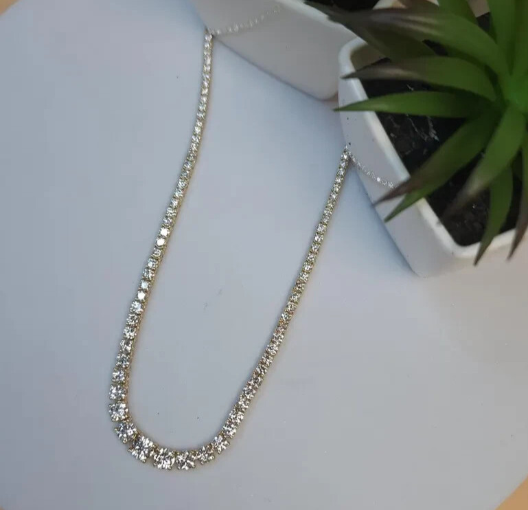 Brilliant Round Cut Lab Grown Diamond Women Necklace For Wedding 10K Yellow Gold