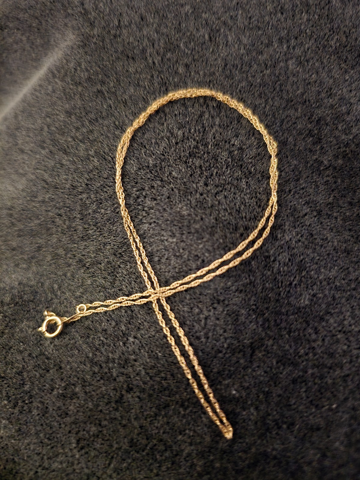 Solid 14k YG 1mm 1gr fine rope link chain