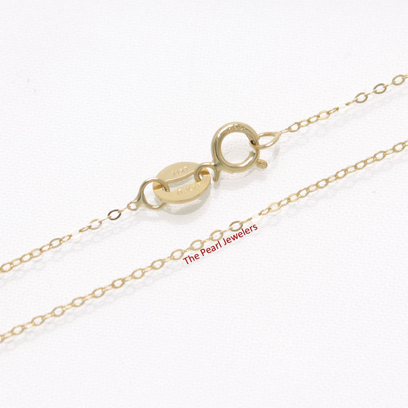 14kt Solid Yellow Gold Flat Round Cable 0.9mm Style Chain Necklace TPJ