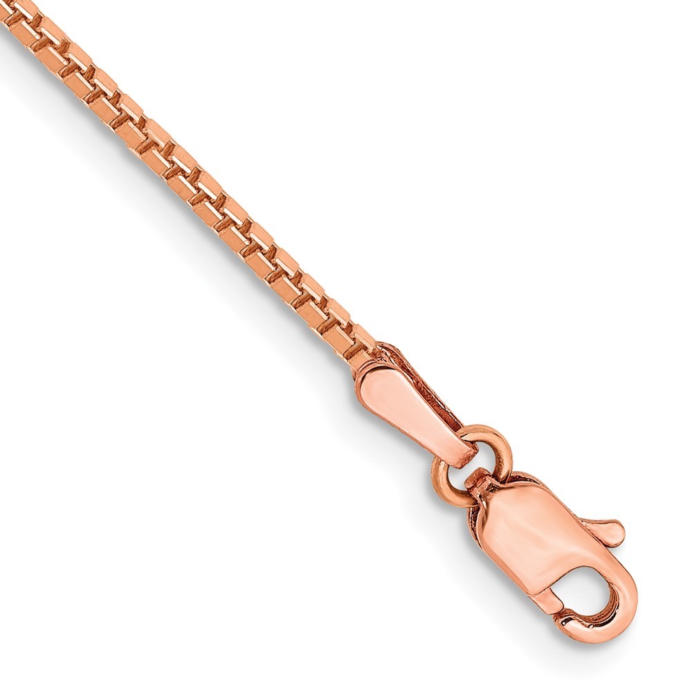 14K Rose Gold 7 inch 1.3mm Box Link Bracelet Necklace
