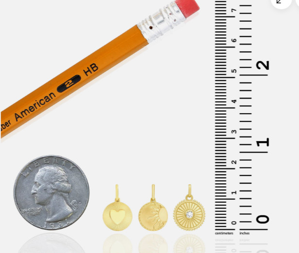 14k Yellow Gold Polished Radiating Sun Token Charm Pendant 15MM 2 Grams