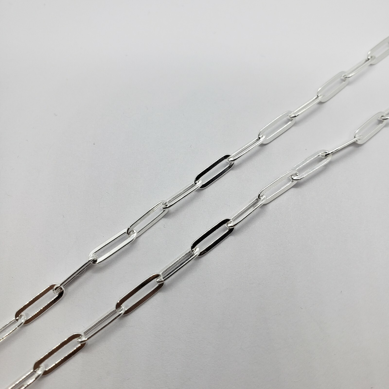 925 Sterling Silver Paperclip Chain Necklace Bracelet Italy 4mm Sizes 7-30 inch