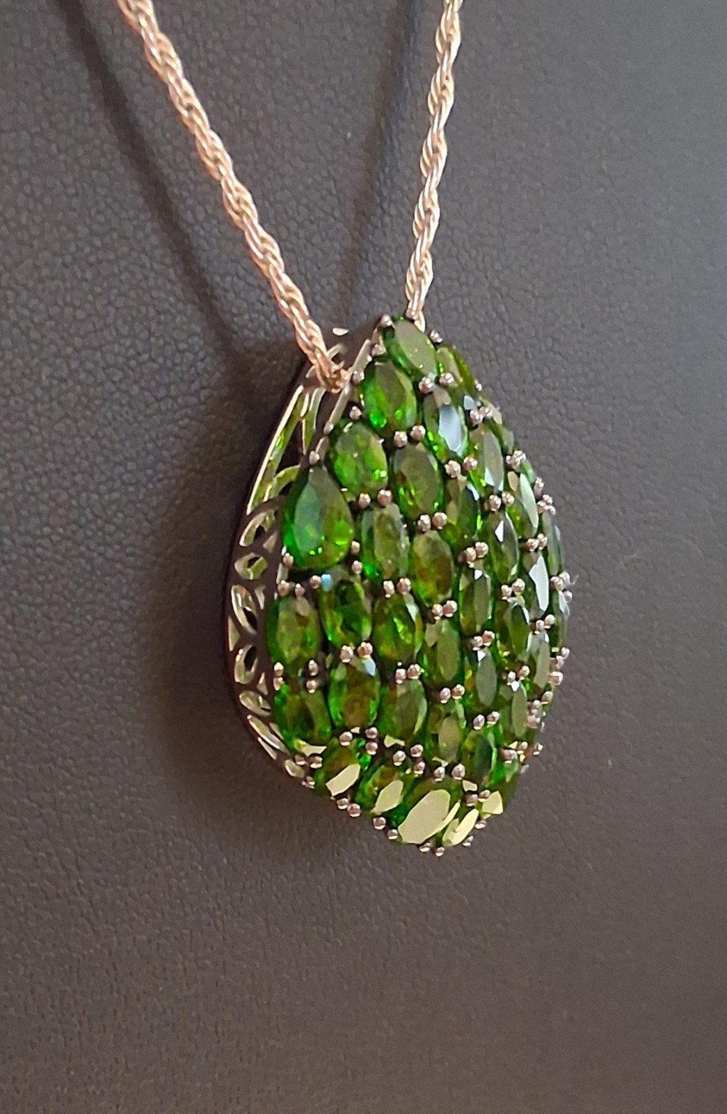 Jtv Chrome Diopside Cluster Teardrop Pendant With Upgraded 24 Inch Adjustable…