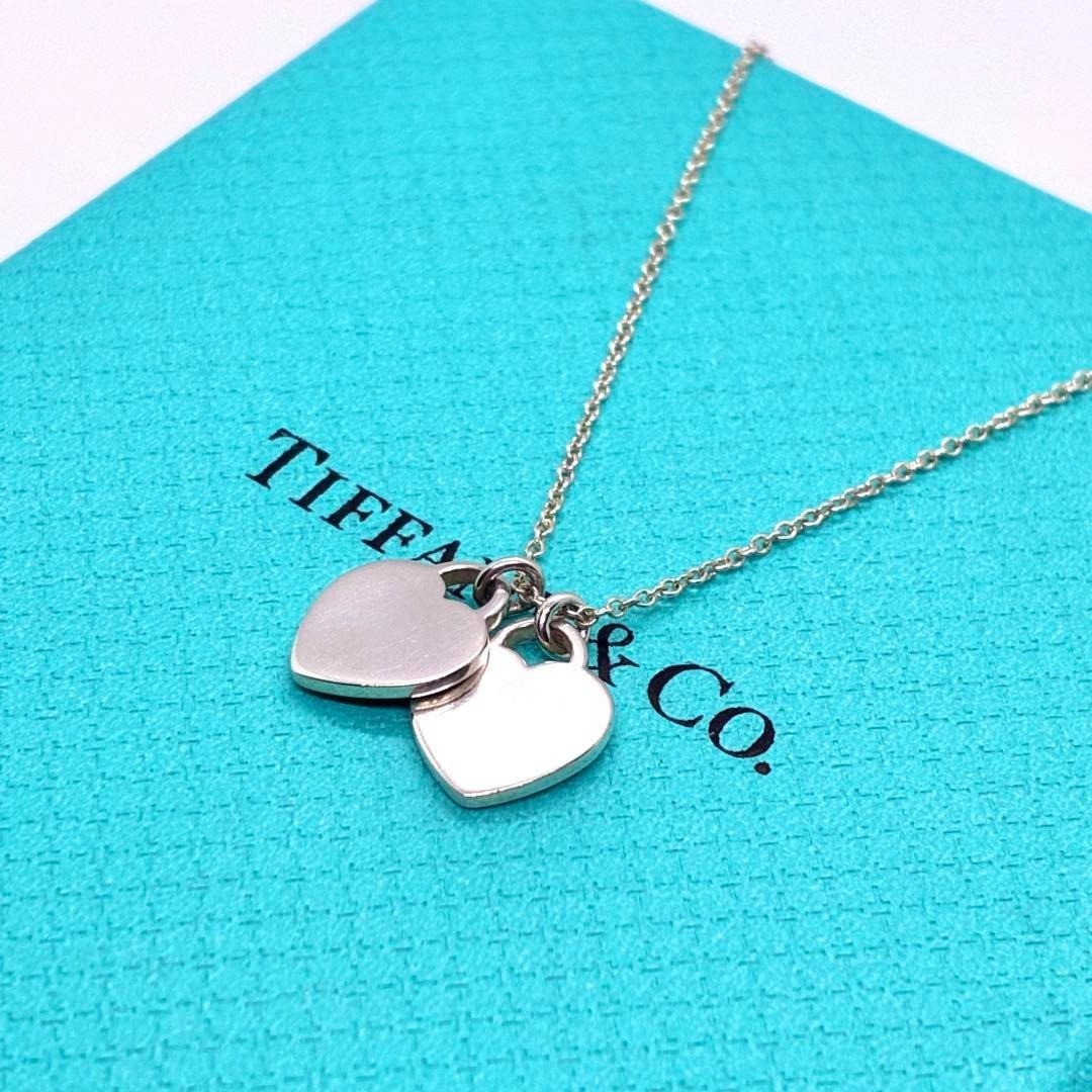 Tiffany & Co. Return To Tiffany Mini Blue Double Heart Necklace Sterling Silver