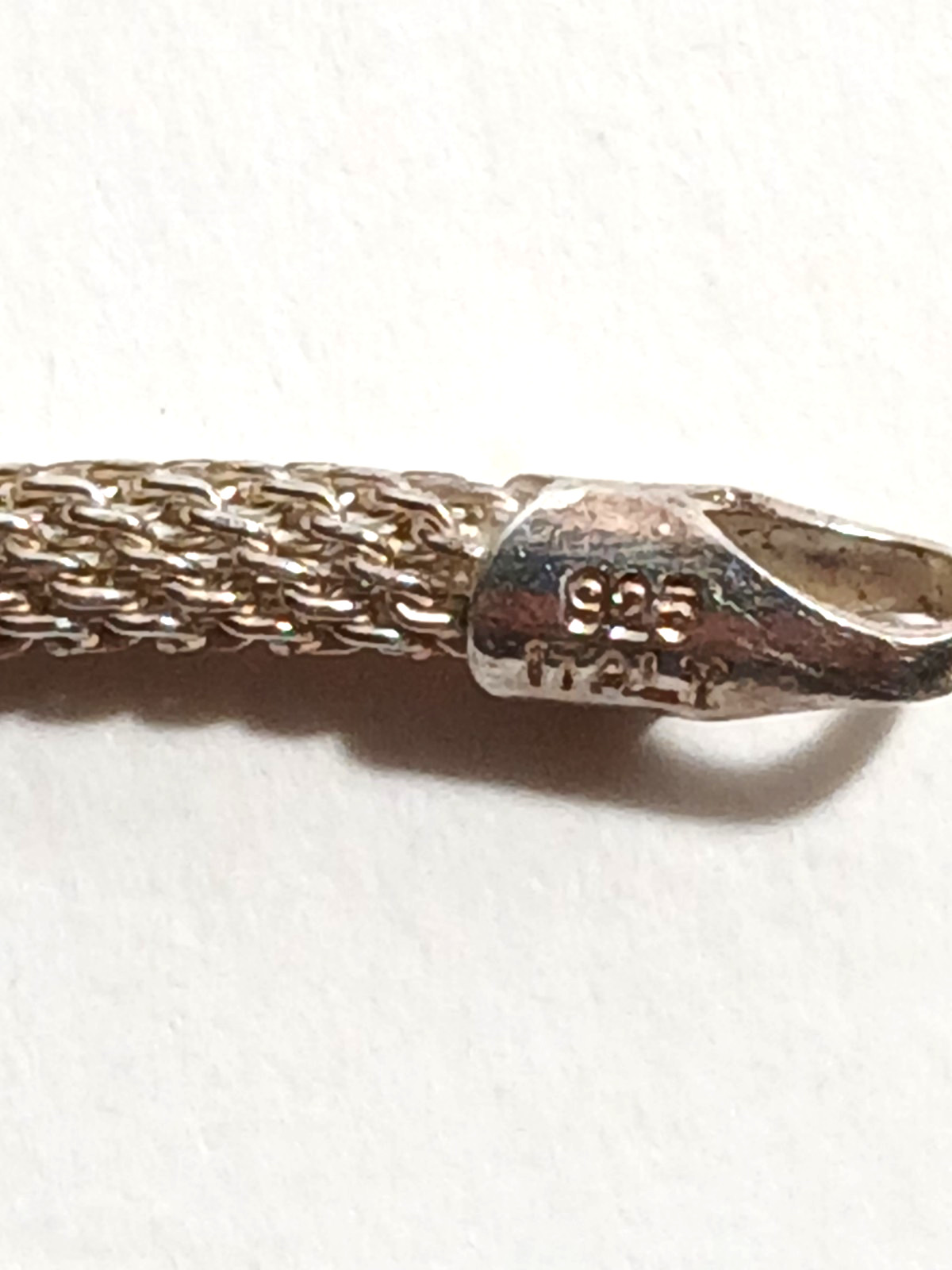 925 Italy Sterling Silver Woven Mesh Necklace Lobster Clasp 2mm 8gr 17″ Vintage