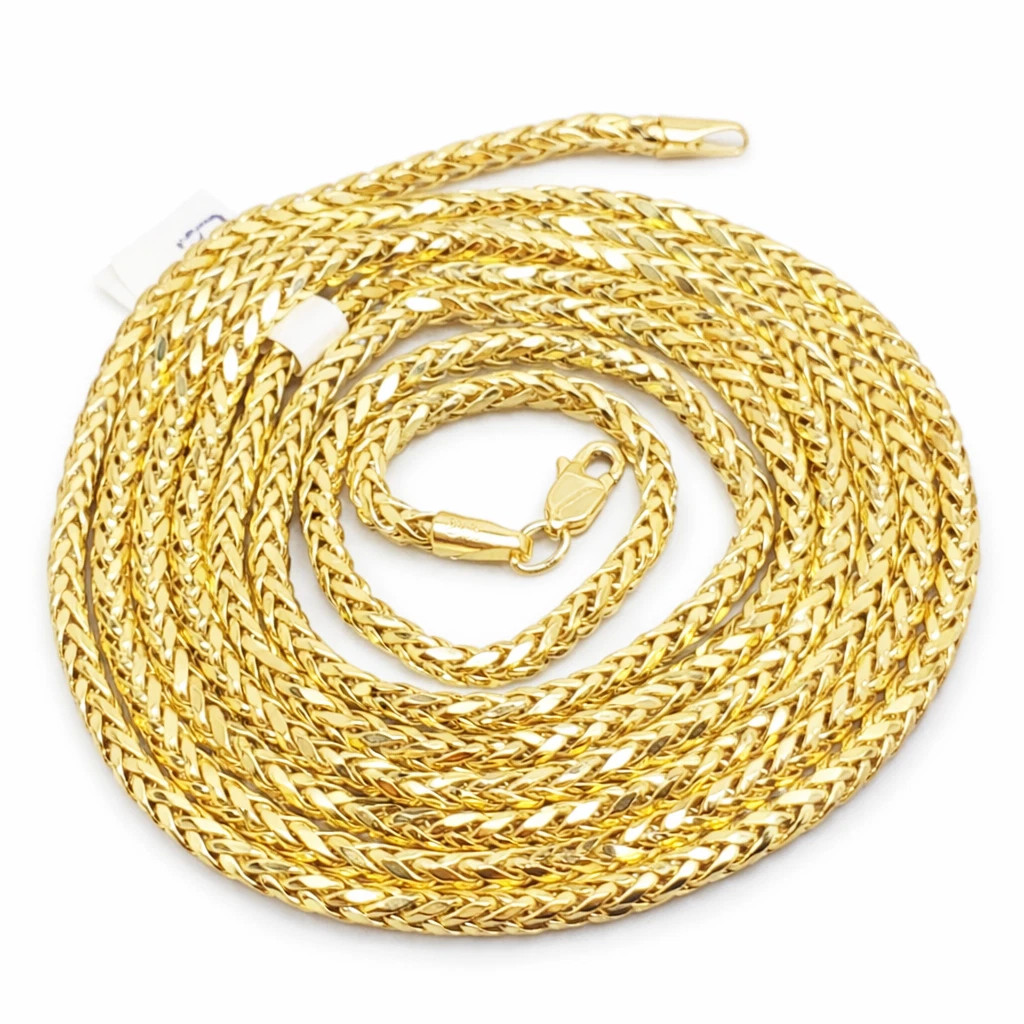 Real 10k Yellow Gold Palm Chain Necklace 3mm 24″ Men women Fine Jewelry Gift