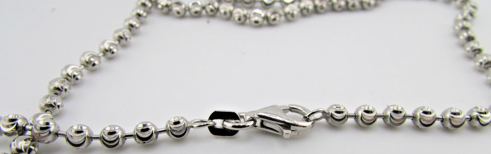 925 Sterling Silver 3mm Moon Cut Bead Chain Necklace, 18-Inch, Silver