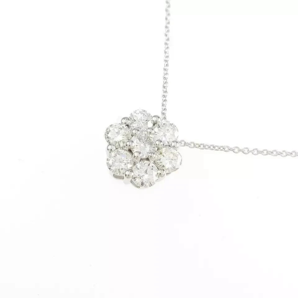 1.20Ct Round Cut VVS1 Diamond Flower Pendant 14K White Gold Finish18″ Free Chain