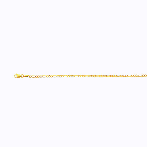 10k Yellow Gold 2.5mm Figaro Chain Bracelet Size 7″-9″ Hollow