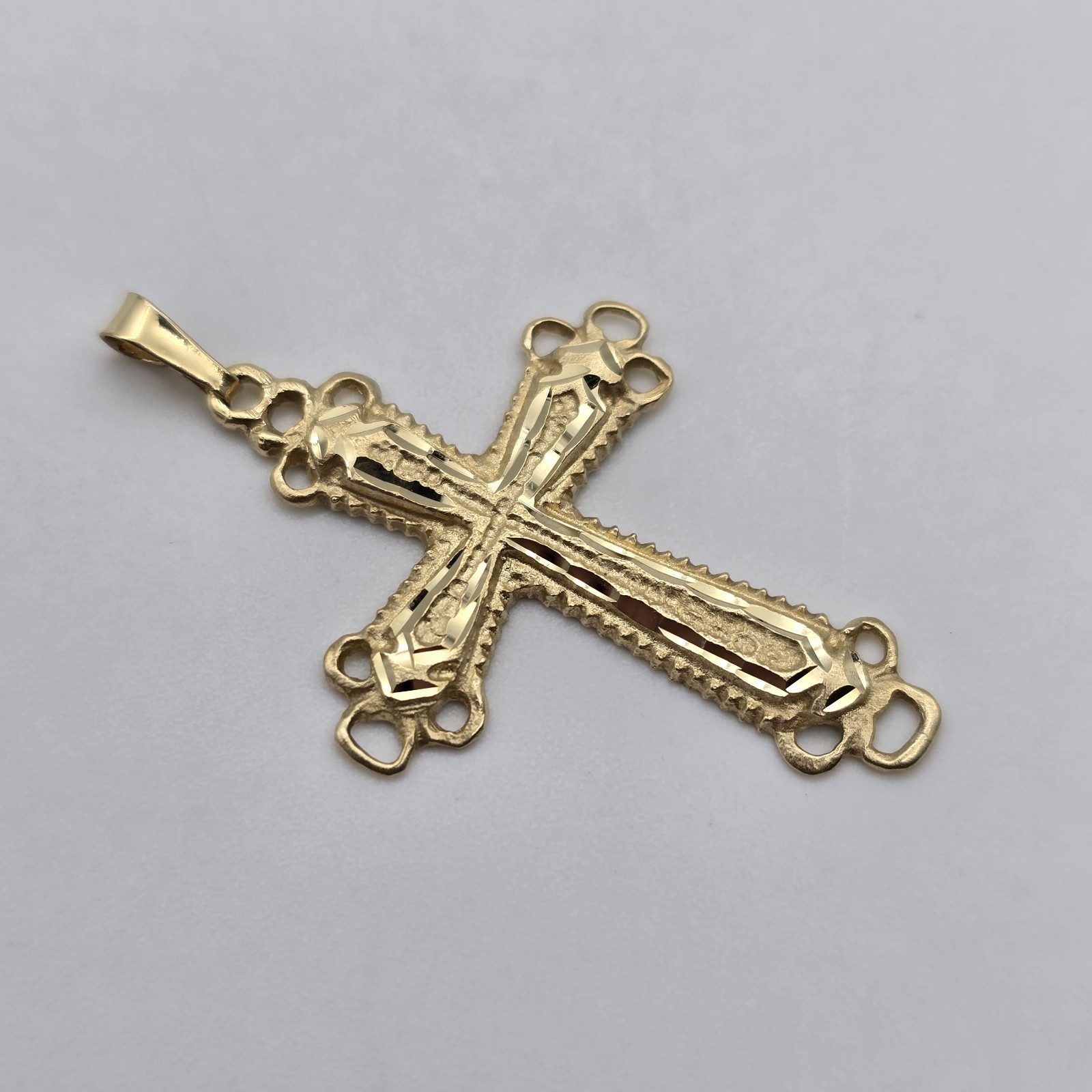 Vintage 14k Gold Diamond Cut, Religious Orthodox Cross Pendant