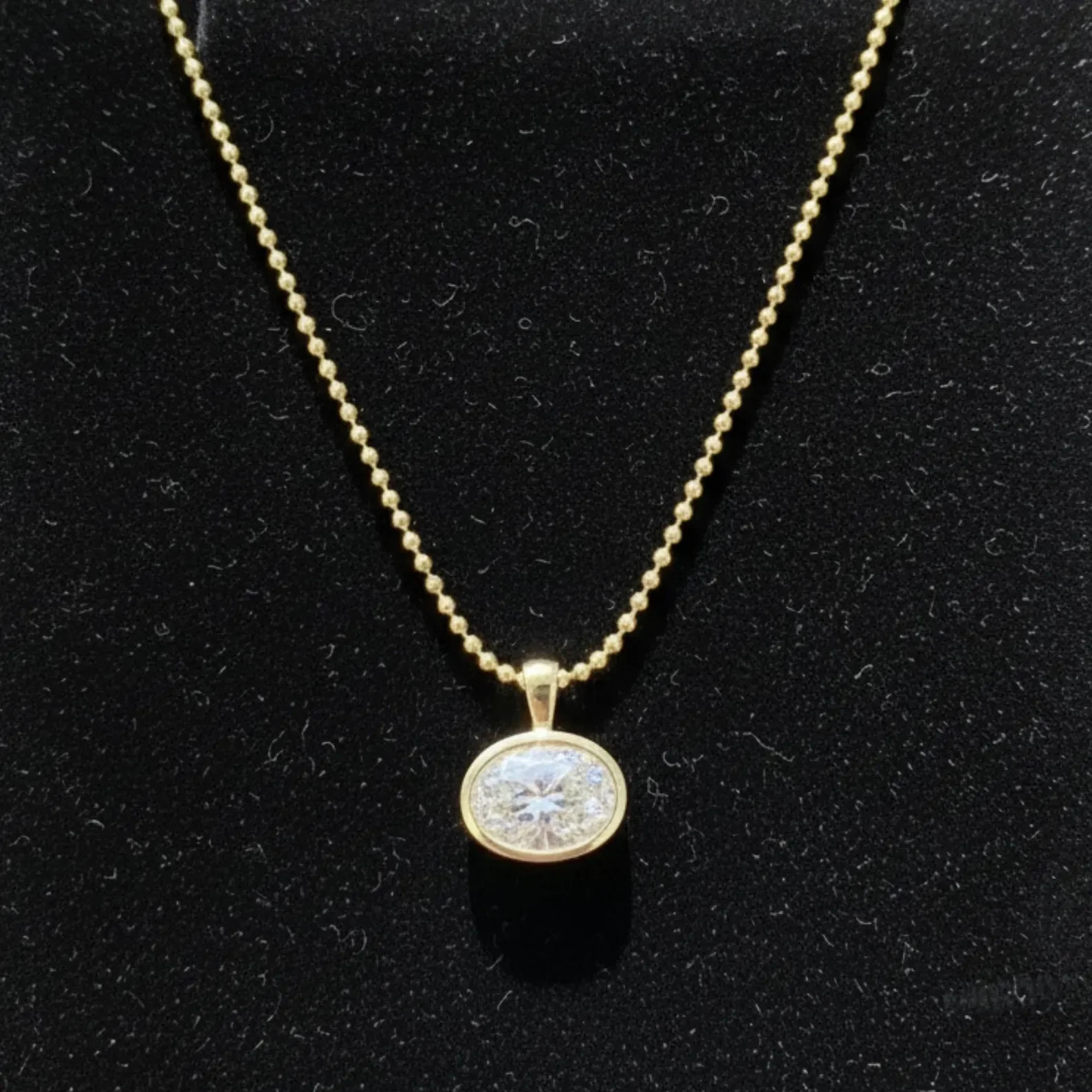 East West Women 5.00Ct Oval Bezel Diamond Pendant Necklace 14K Yellow Gold Over