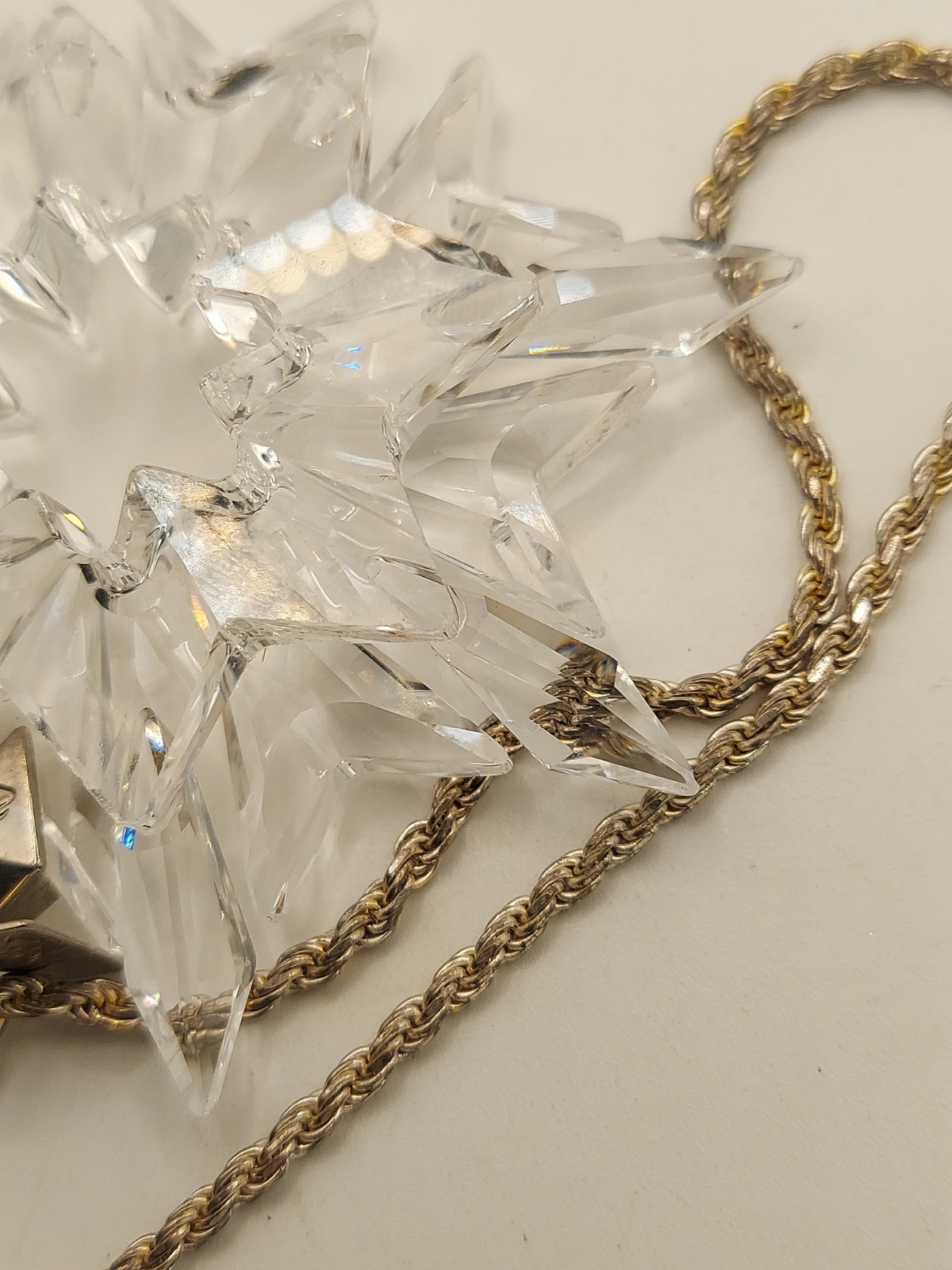 Swarovski Crystal Snowflake Star Pendant 925 Italy Rope Chain 28” 2003