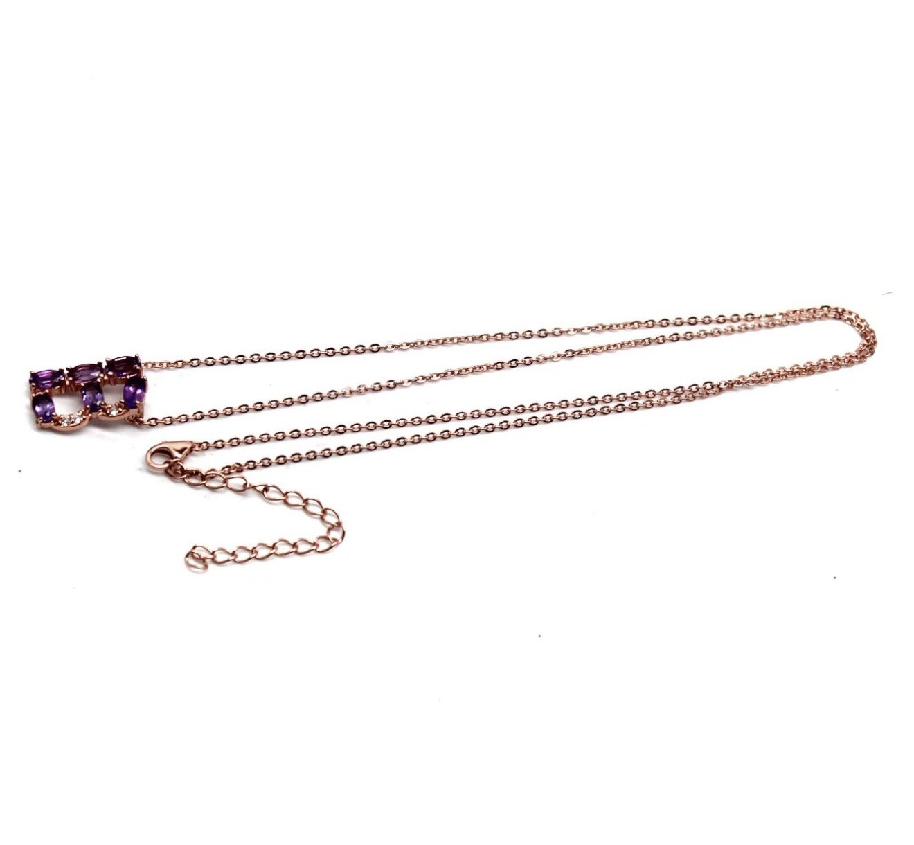 Stunning Natural Purple Amethyst Initial B 18K Rose Gold Pendant/Necklace 20 in