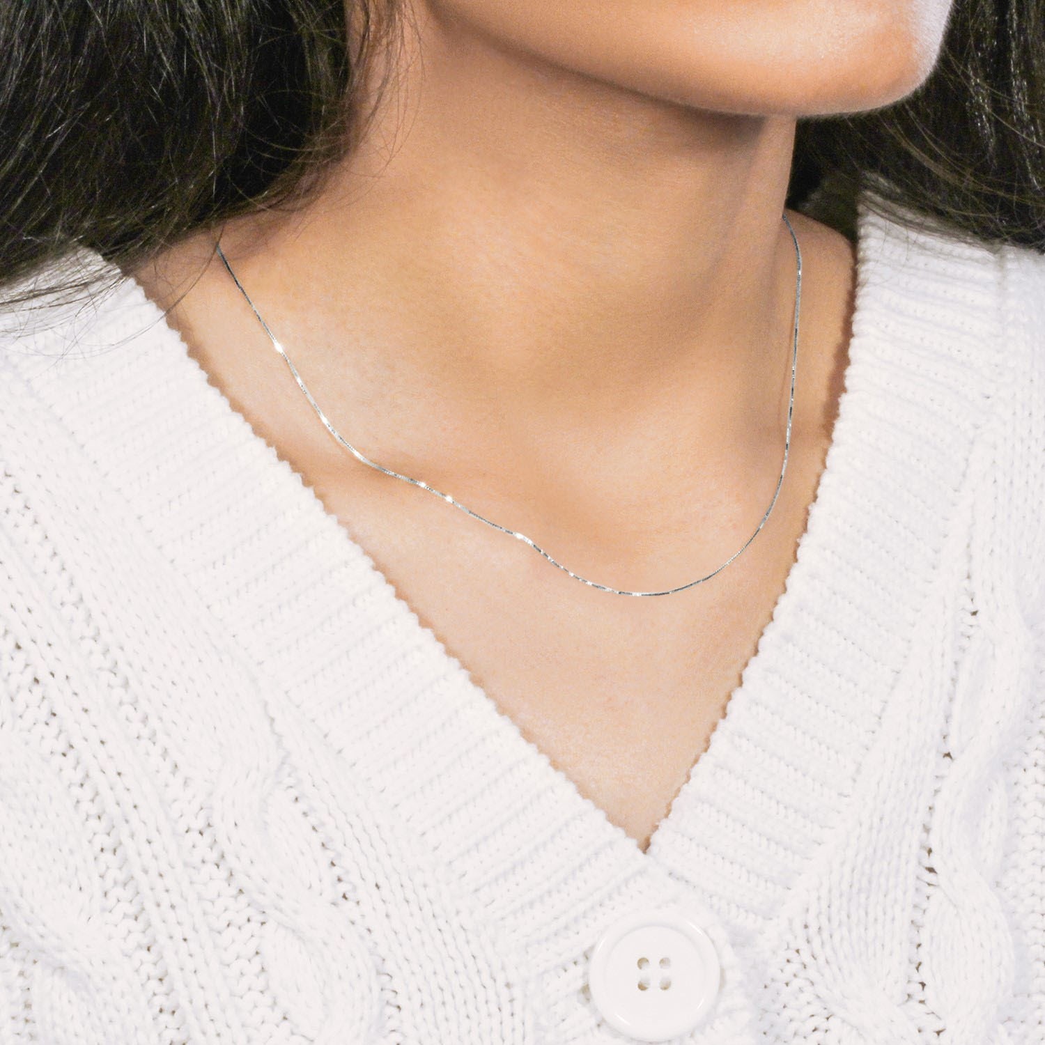 10k White Gold Classic Box Chain (0.45 mm)