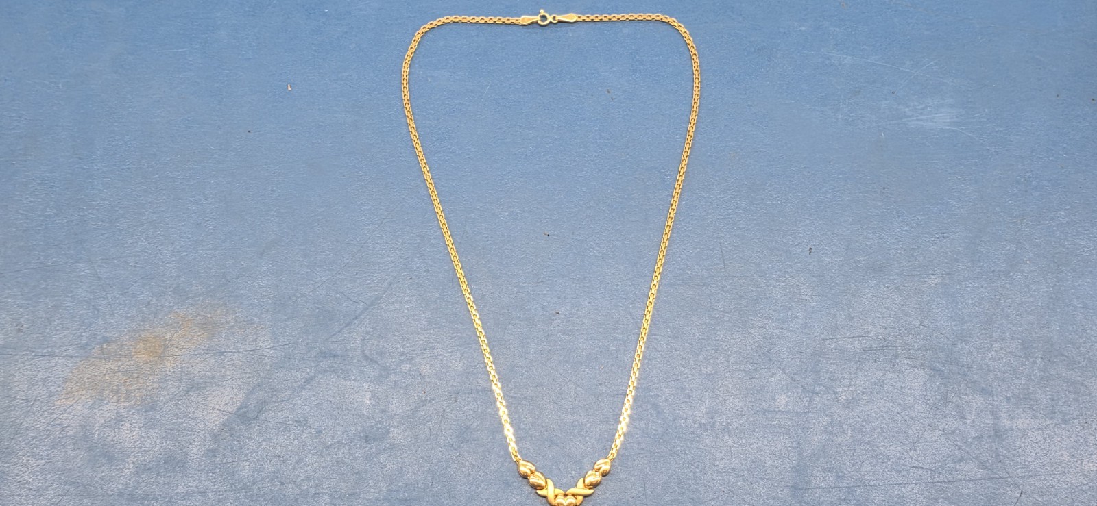 10K Yellow Gold X And Heart Necklace 3.8 Grams ~17in. In Length